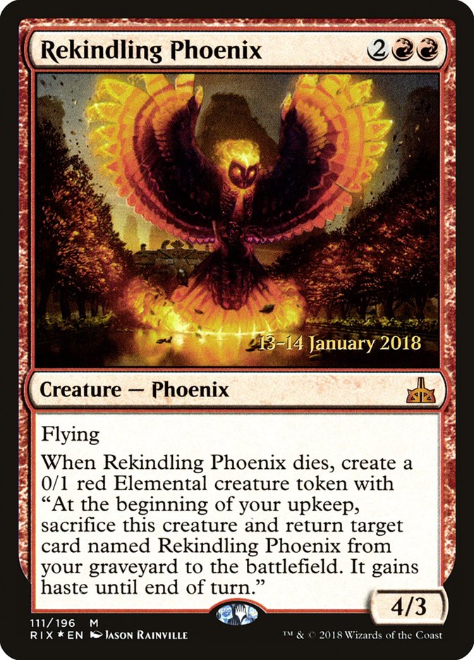 Rekindling Phoenix [Rivals of Ixalan Prerelease Promos] | Gamer Loot