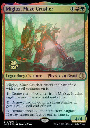 Migloz, Maze Crusher [Phyrexia: All Will Be One Prerelease Promos] | Gamer Loot