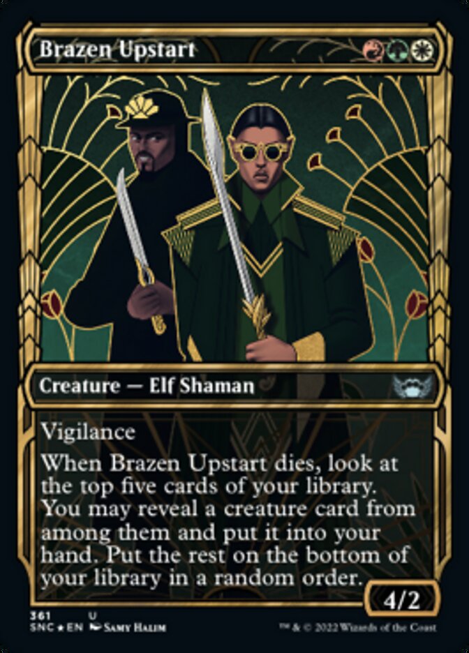 Brazen Upstart (Showcase Golden Age Gilded Foil) [Streets of New Capenna] | Gamer Loot