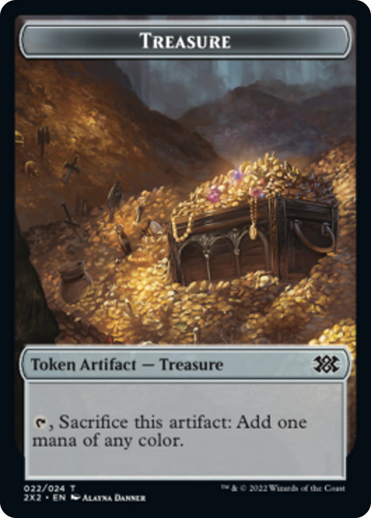 Saproling // Treasure Double-sided Token [Double Masters 2022 Tokens] | Gamer Loot