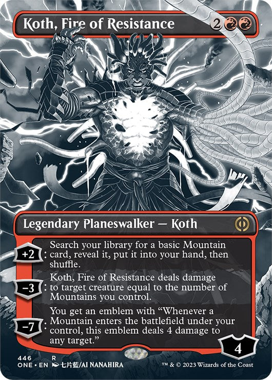 Koth, Fire of Resistance (Borderless Manga Step-and-Compleat Foil) [Phyrexia: All Will Be One] | Gamer Loot