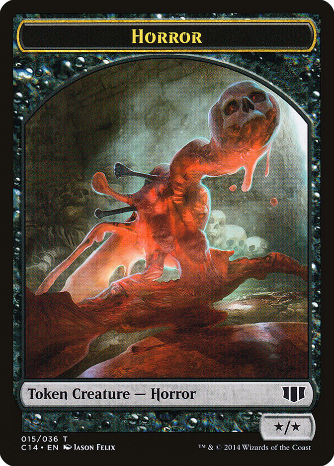 Horror // Zombie (016/036) Double-sided Token [Commander 2014 Tokens] | Gamer Loot