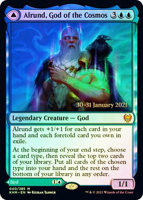 Alrund, God of the Cosmos // Hakka, Whispering Raven [Kaldheim Prerelease Promos] | Gamer Loot