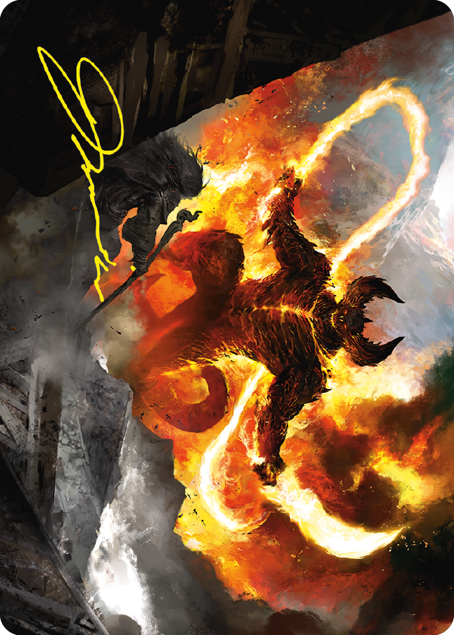 The Balrog, Flame of Udun Art Card (Gold-Stamped Signature) [The Lord of the Rings: Tales of Middle-earth Art Series] | Gamer Loot