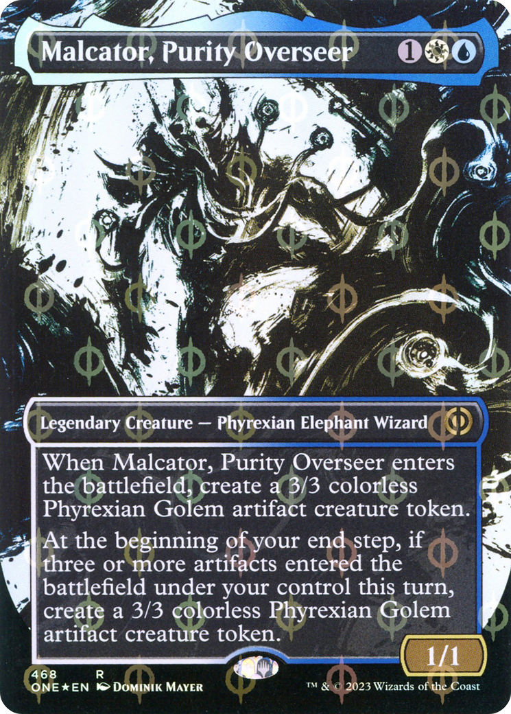 Malcator, Purity Overseer (Borderless Ichor Step-and-Compleat Foil) [Phyrexia: All Will Be One] | Gamer Loot