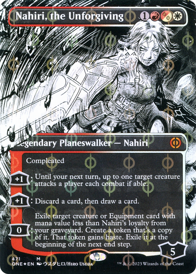 Nahiri, the Unforgiving (Borderless Manga Step-and-Compleat Foil) [Phyrexia: All Will Be One] | Gamer Loot