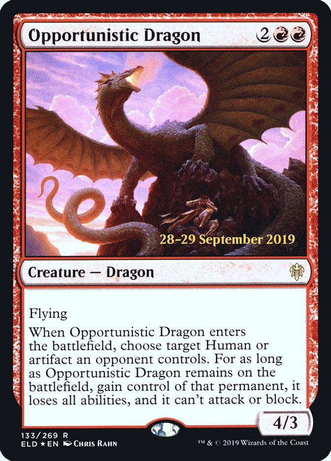 Opportunistic Dragon  [Throne of Eldraine Prerelease Promos] | Gamer Loot