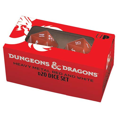 Heavy Metal D20 Dice: Dungeons and Dragons Red and white | Gamer Loot